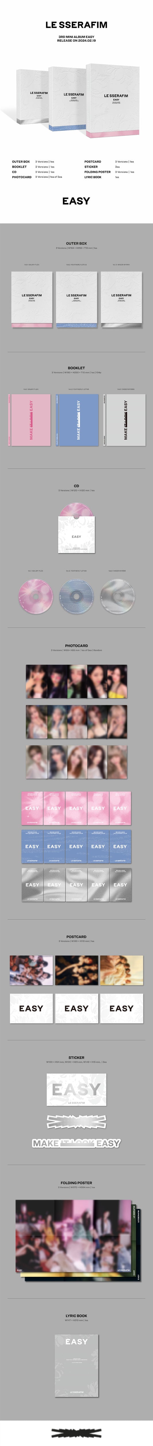 LE SSERAFIM - 3RD MINI ALBUM [EASY] (VERSION CHOICE) Kpop Kardz