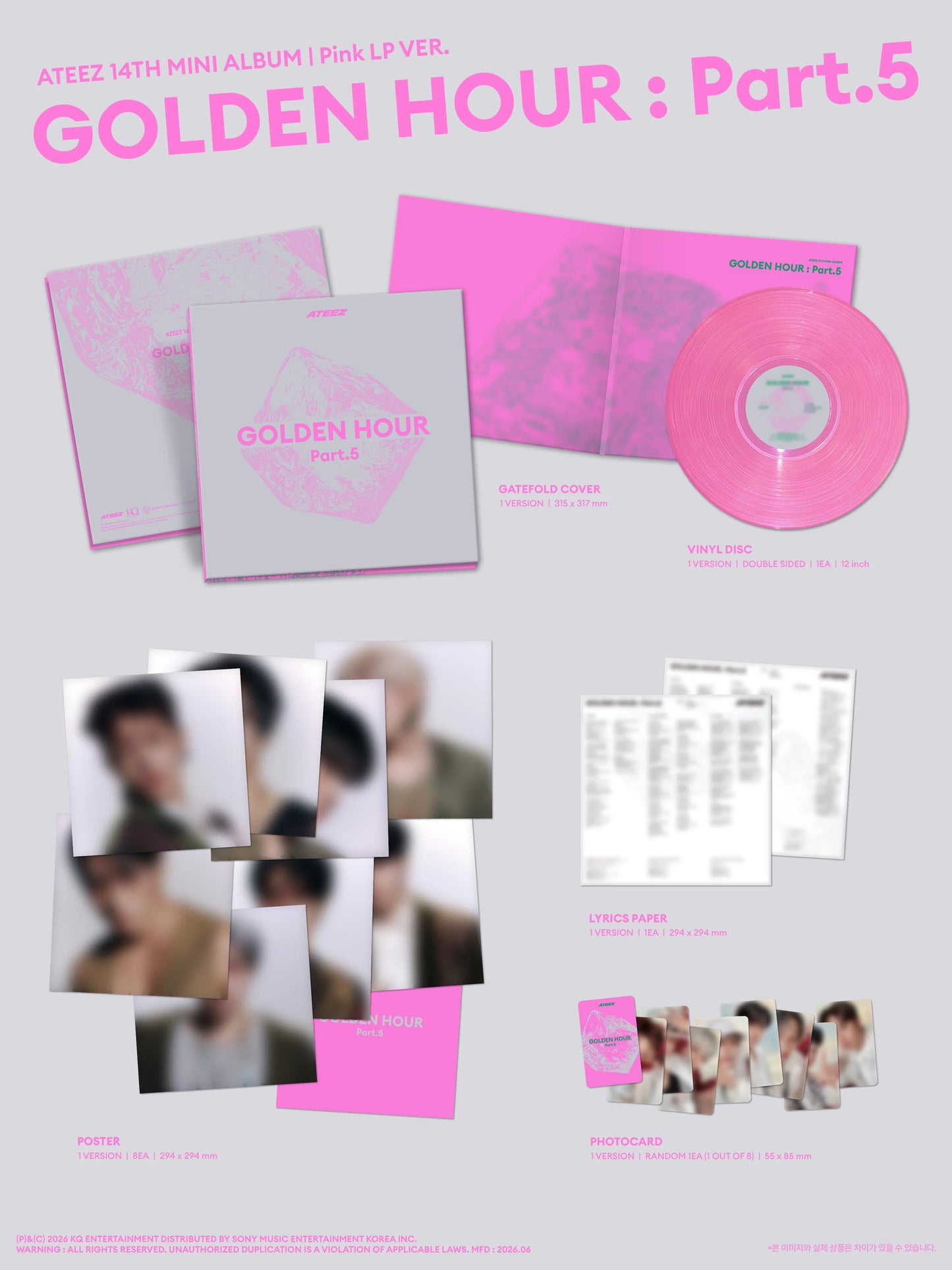 ATEEZ - [GOLDEN HOUR : Part.5] (Pink LP VER)