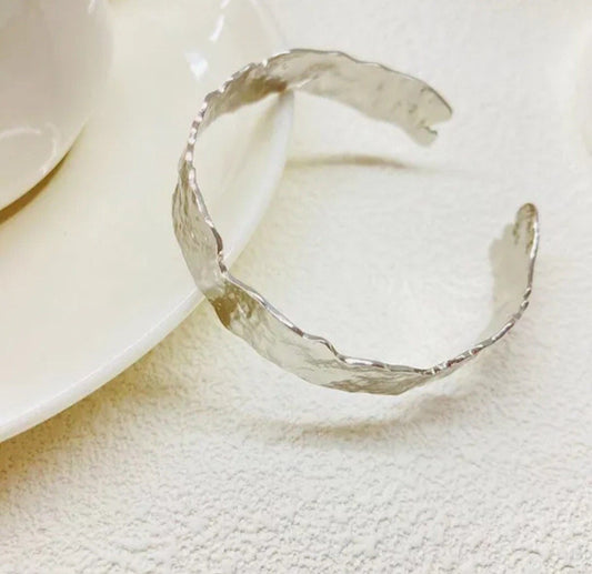 Crinkled Silver Bangle