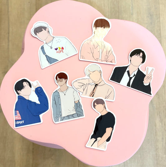 BTS Fanart Individual Member Stickers Kpop Kardz
