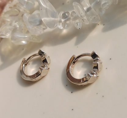 Heart Crystal Hoop Silver Earrings