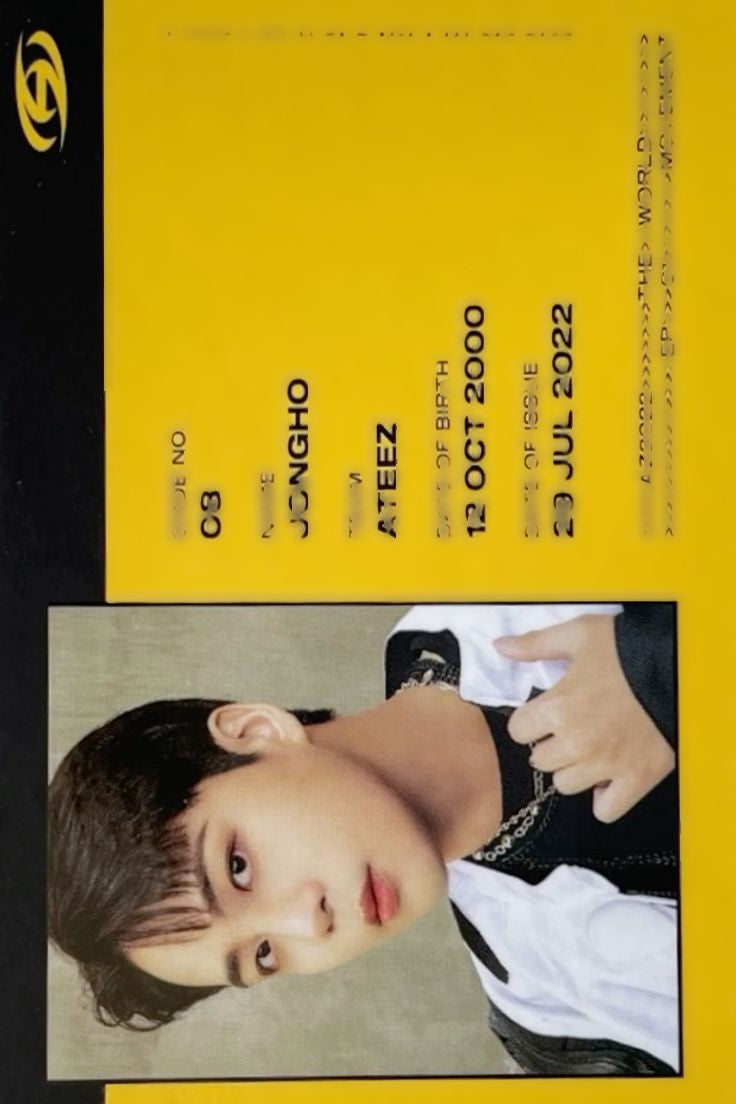 Jongho The World Ep: Movement Diary Ver ID Card