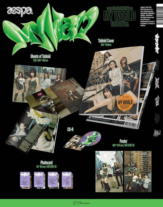 AESPA - 3RD MINI ALBUM [MY WORLD] (Tabloid Ver.) Kpop Kardz