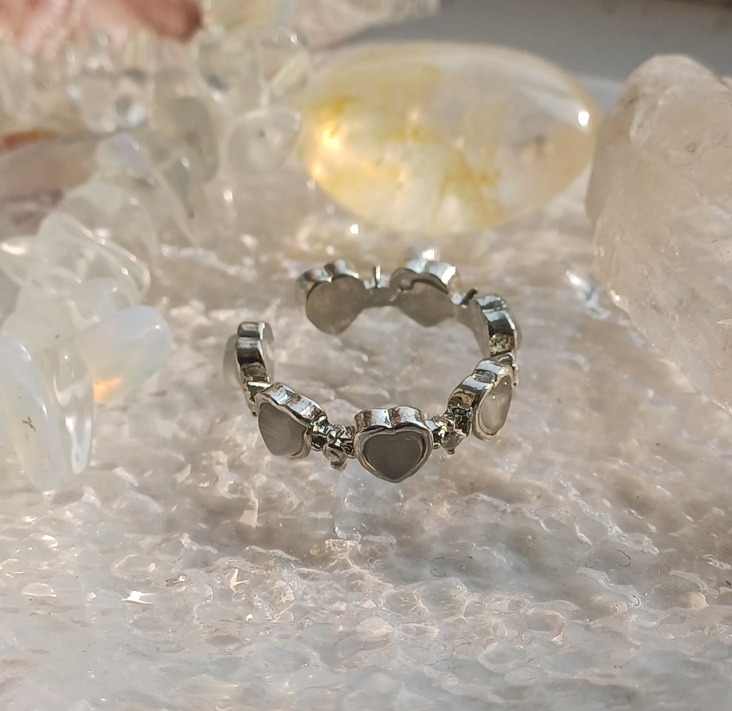 Grey Heart Silver Ring