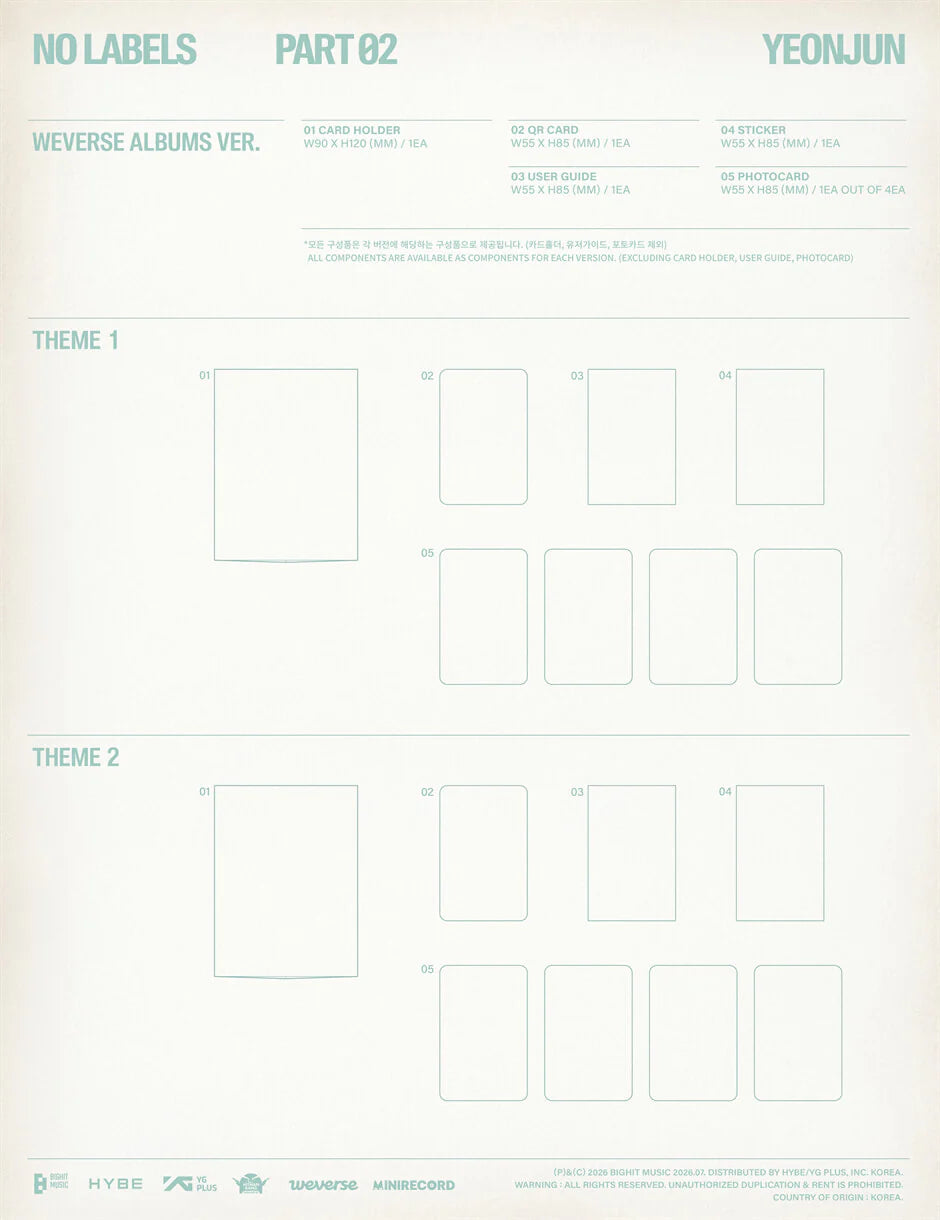 YEONJUN - [NO LABELS: PART 02] Weverse Albums Ver (RANDOM VERSION)