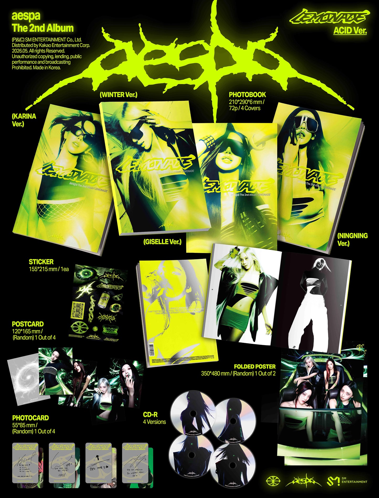 AESPA - 2ND FULL ALBUM [LEMONADE] (ACID Ver) (MEMBER CHOICE) Kpop Kardz