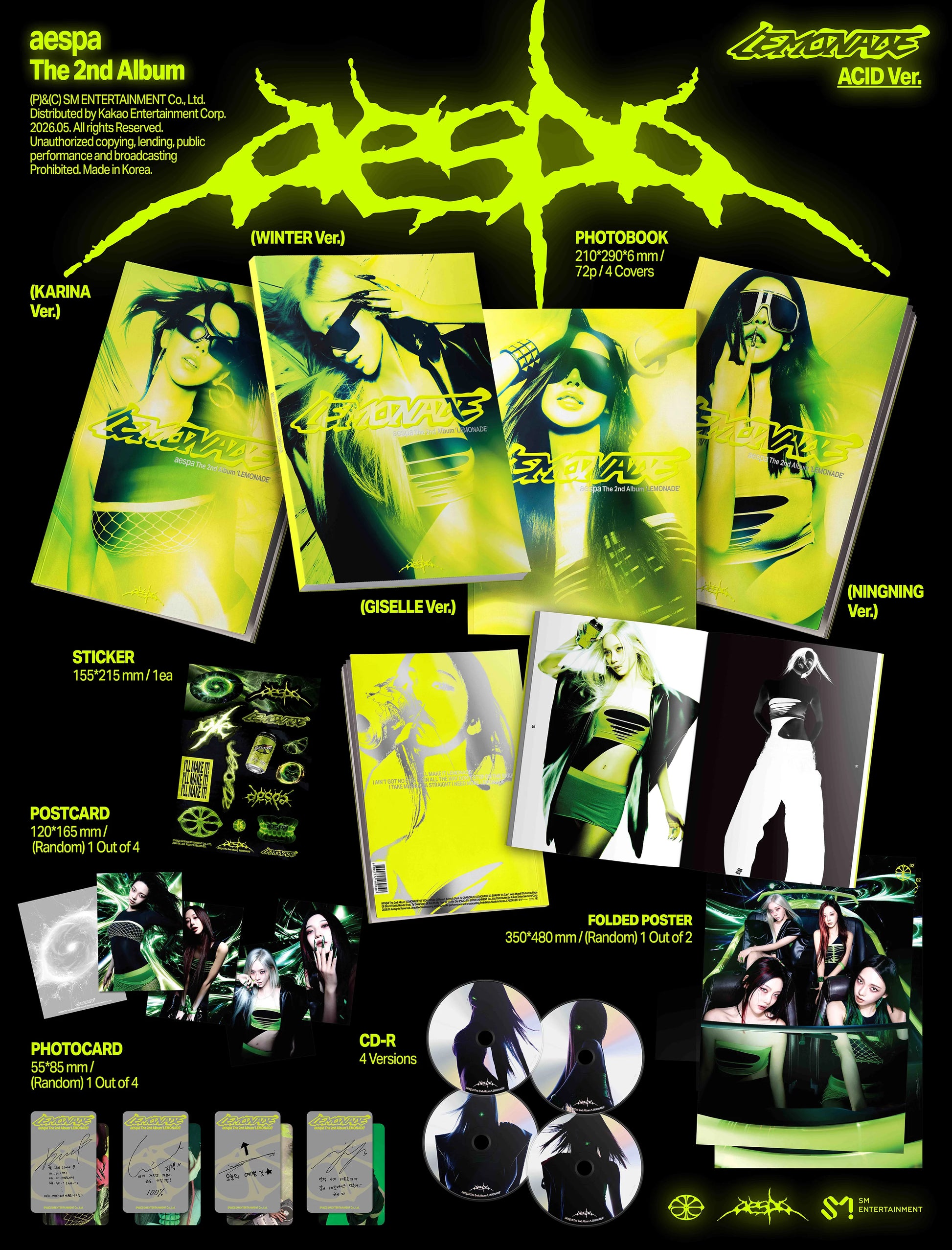 AESPA - 2ND FULL ALBUM [LEMONADE] (ACID Ver) (MEMBER CHOICE) Kpop Kardz